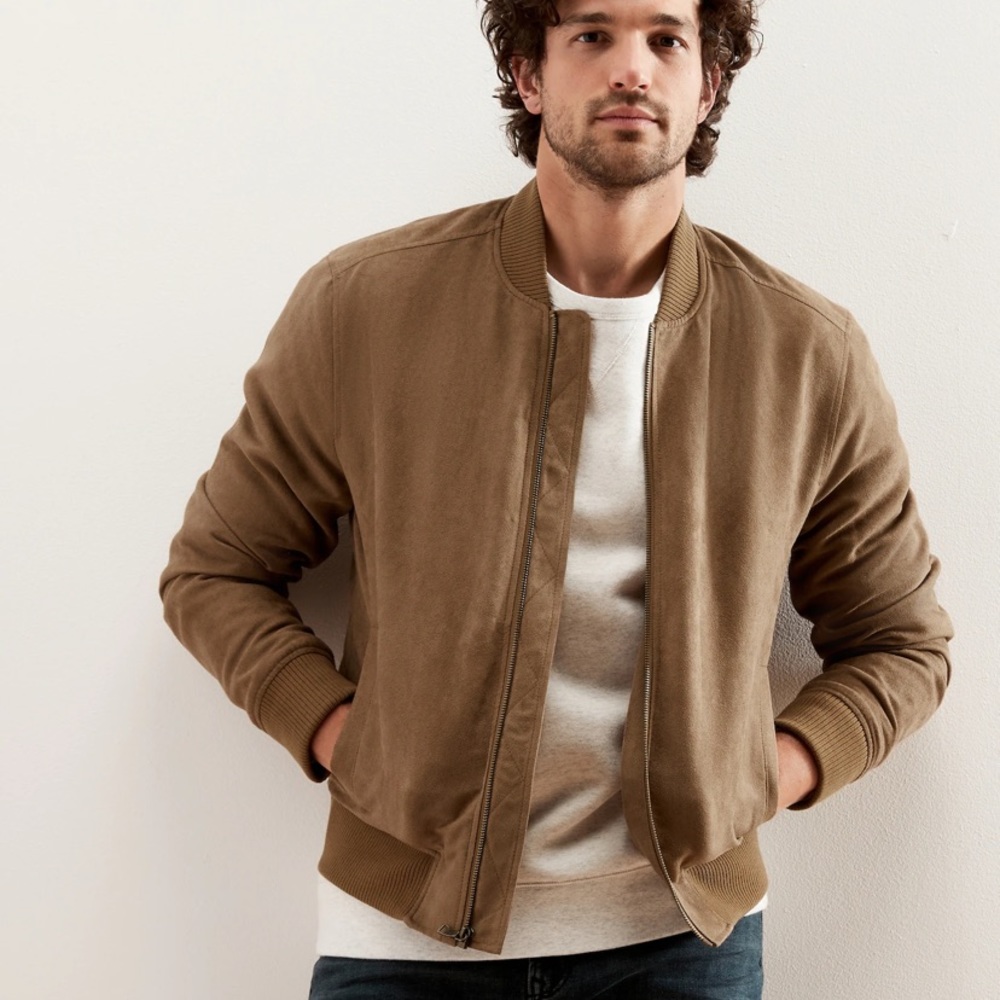 •Banana Republic• Men’s Vegan Suede Bomber Jacket, Large